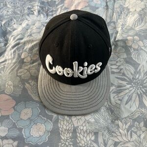 Cookies x New Era 59FIFTY Fitted Hat 7 1/4 Black Gray Script Logo Cap Baseball